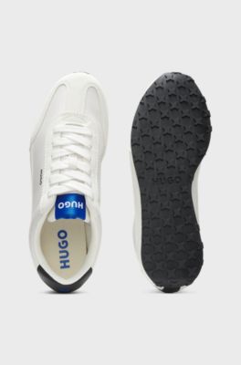 Textured-fabric trainers with star detail, Natural