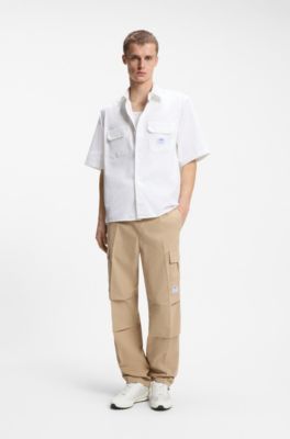 Textured-fabric trainers with star detail, Natural