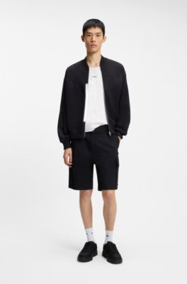 Stretch-cotton slim-fit tank top with contrast logo, Natural