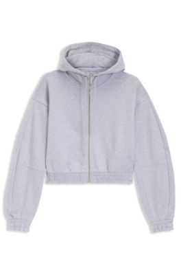 Relaxed-fit hoodie in cotton terry with barrel sleeves, Light Grey