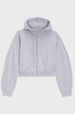Relaxed-fit hoodie in cotton terry with barrel sleeves, Light Grey