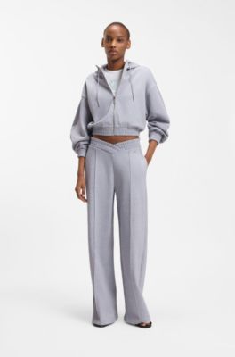Relaxed-fit hoodie in cotton terry with barrel sleeves, Light Grey