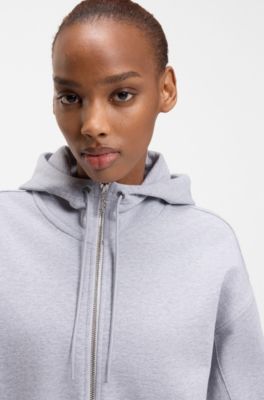 Relaxed-fit hoodie in cotton terry with barrel sleeves, Light Grey