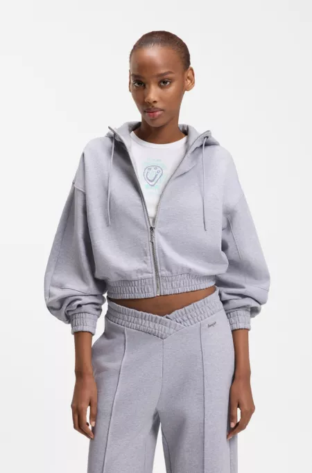 Relaxed-fit hoodie in cotton terry with barrel sleeves