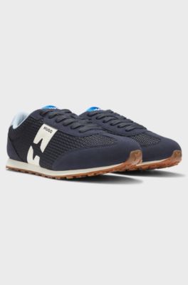 Sneakers in mesh con dettagli in pelle scamosciata sintetica, Blu scuro
