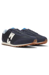 Mesh trainers with faux-suede trims, Dark Blue