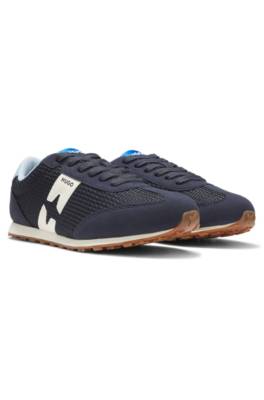 Mesh trainers with faux-suede trims 1
