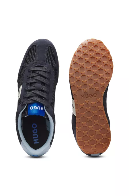 Mesh trainers with faux-suede trims