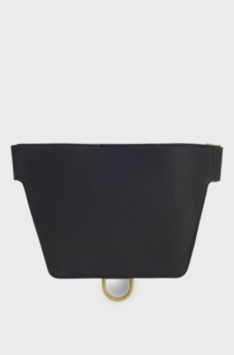 Grained belt bag with antique-gold-effect hardware, Black