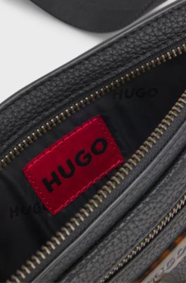 Grained belt bag with antique-gold-effect hardware, Black