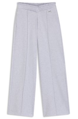  Relaxed-fit tracksuit bottoms in cotton with crossed waistband, Light Grey