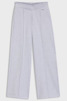 Pantaloni della tuta in cotone con elastico in vita incrociato e fit morbido, Grigio chiaro