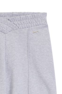  Relaxed-fit tracksuit bottoms in cotton with crossed waistband, Light Grey