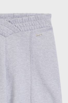 Pantaloni della tuta in cotone con elastico in vita incrociato e fit morbido, Grigio chiaro