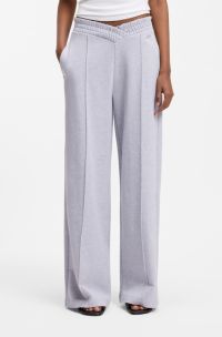  Relaxed-fit tracksuit bottoms in cotton with crossed waistband, Light Grey