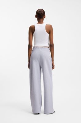  Relaxed-fit tracksuit bottoms in cotton with crossed waistband, Light Grey