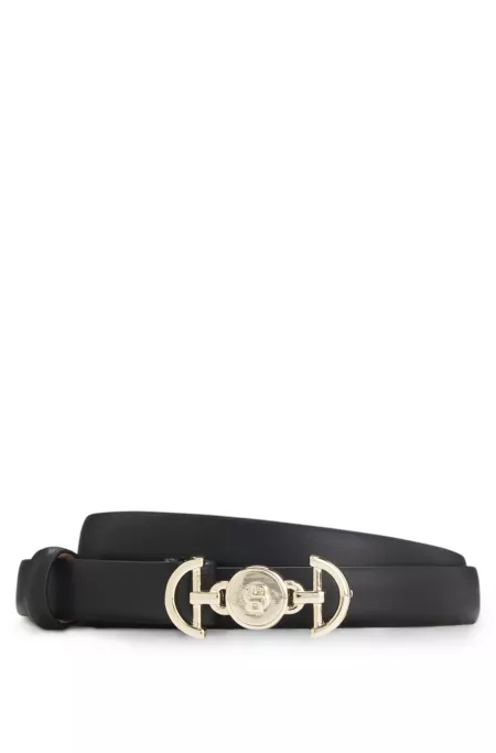 Italian-leather belt with Double B monogram buckle