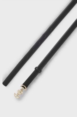 Italian-leather belt with Double B monogram buckle, Black