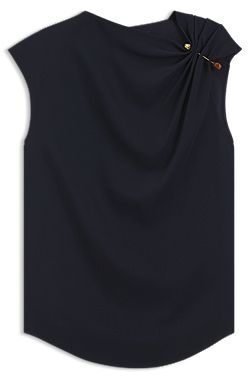 Regular-fit crepe blouse with metal pin