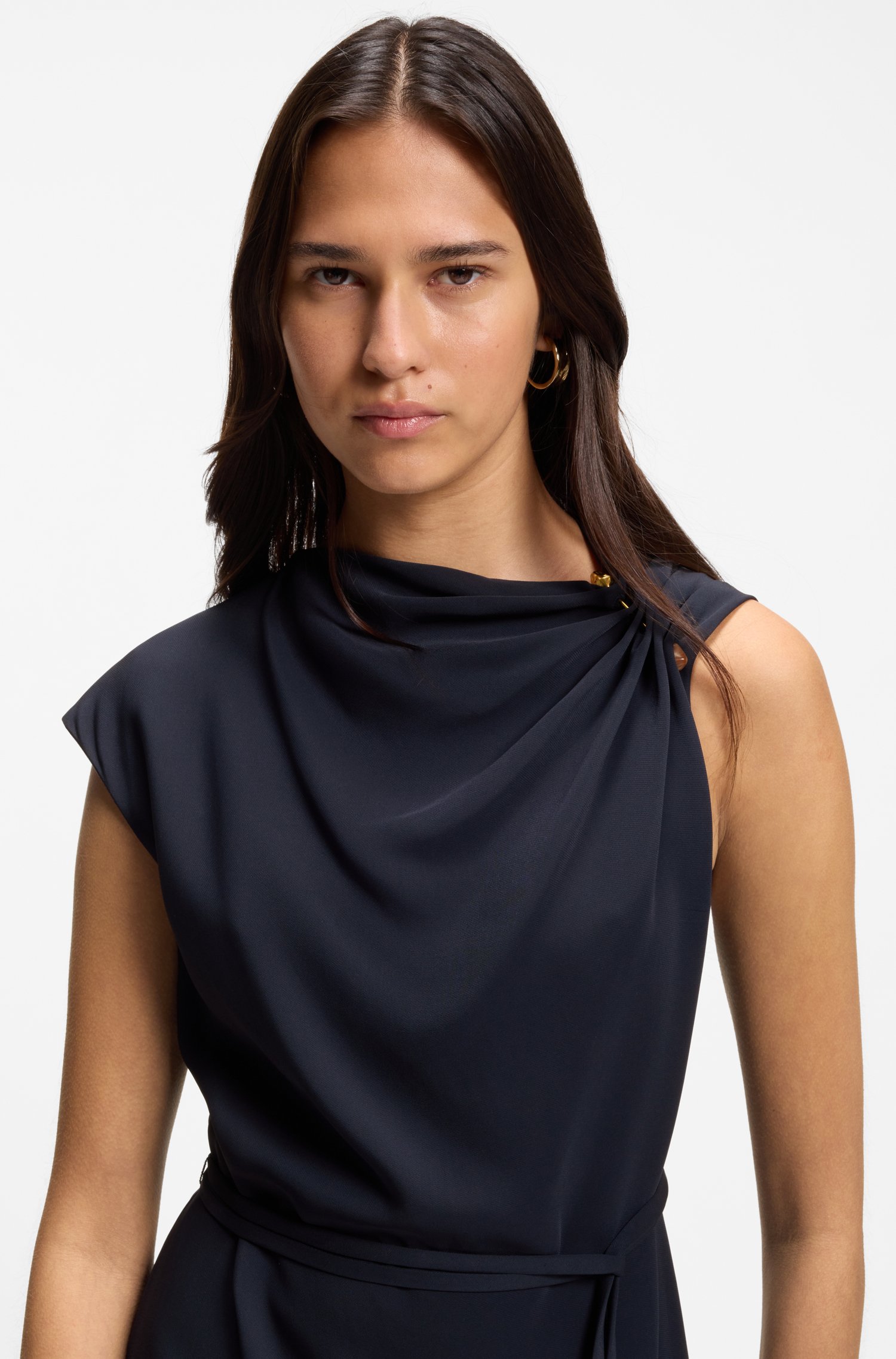Boss Midi-length dress with gathered shoulder detail klänningar dam – bild 3