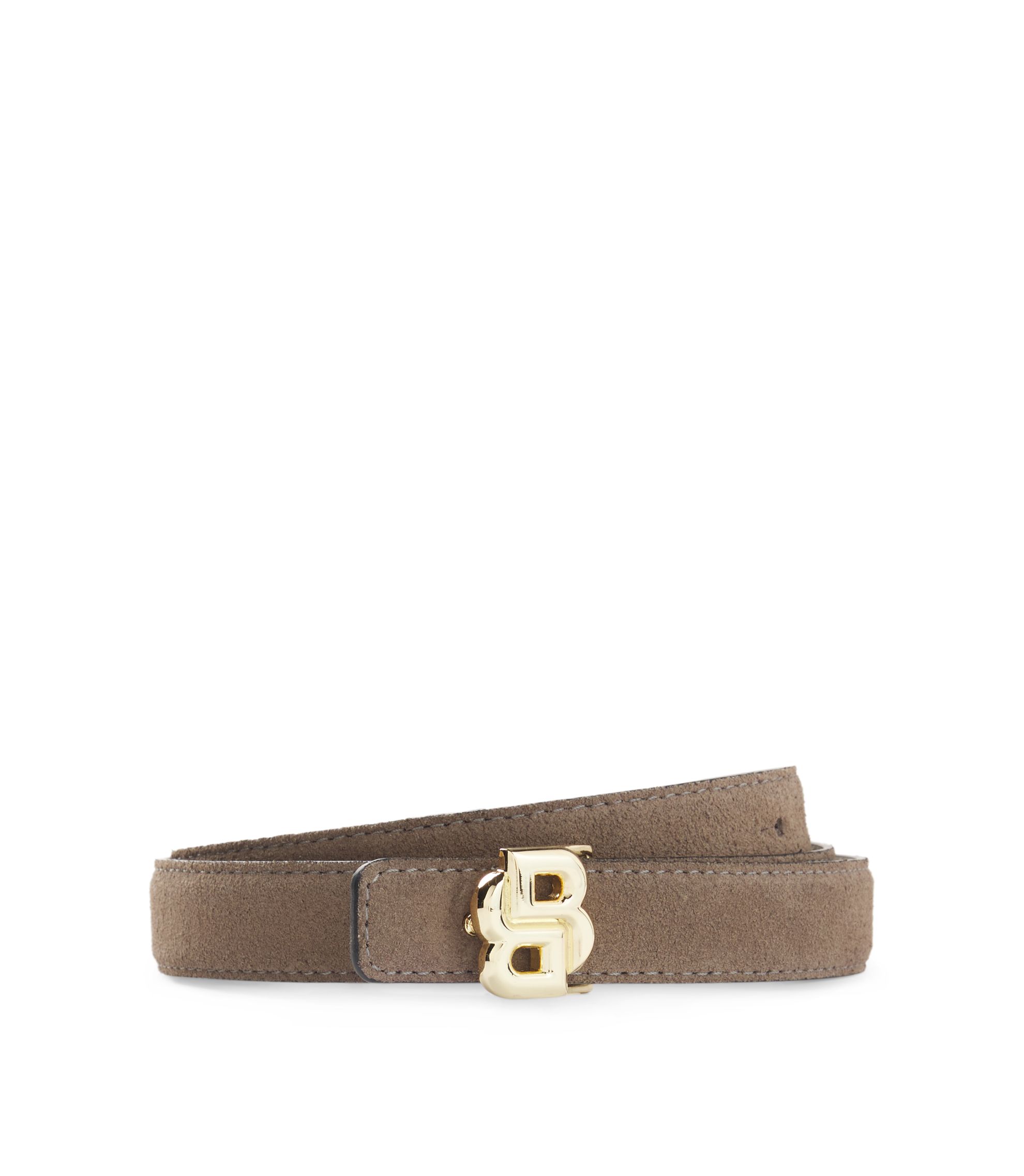 BOSS - Reversible Italian-leather belt with light gold 