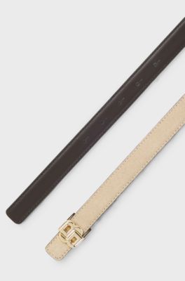 Ceinture r&eacute;versible en cuir, Beige clair