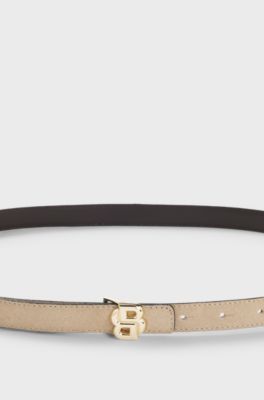 Ceinture r&eacute;versible en cuir, Beige clair