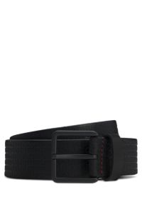 Leather belt with embossed logos, Black