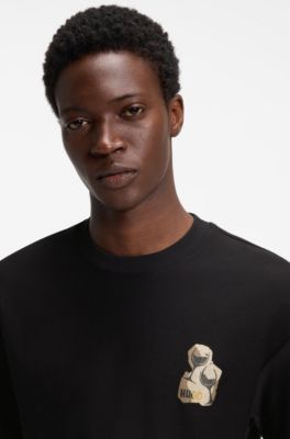 Relaxed-fit cotton T-shirt with printed artwork, Black