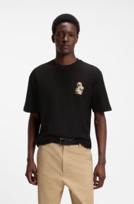 Relaxed-fit cotton T-shirt with printed artwork, Black