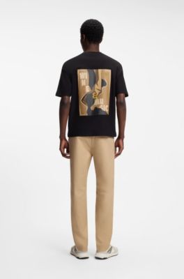 Relaxed-fit cotton T-shirt with printed artwork, Black