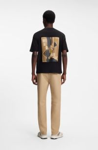 Relaxed-fit cotton T-shirt with printed artwork, Black