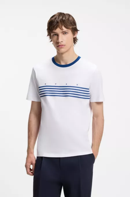 Cotton T-shirt with printed stripes