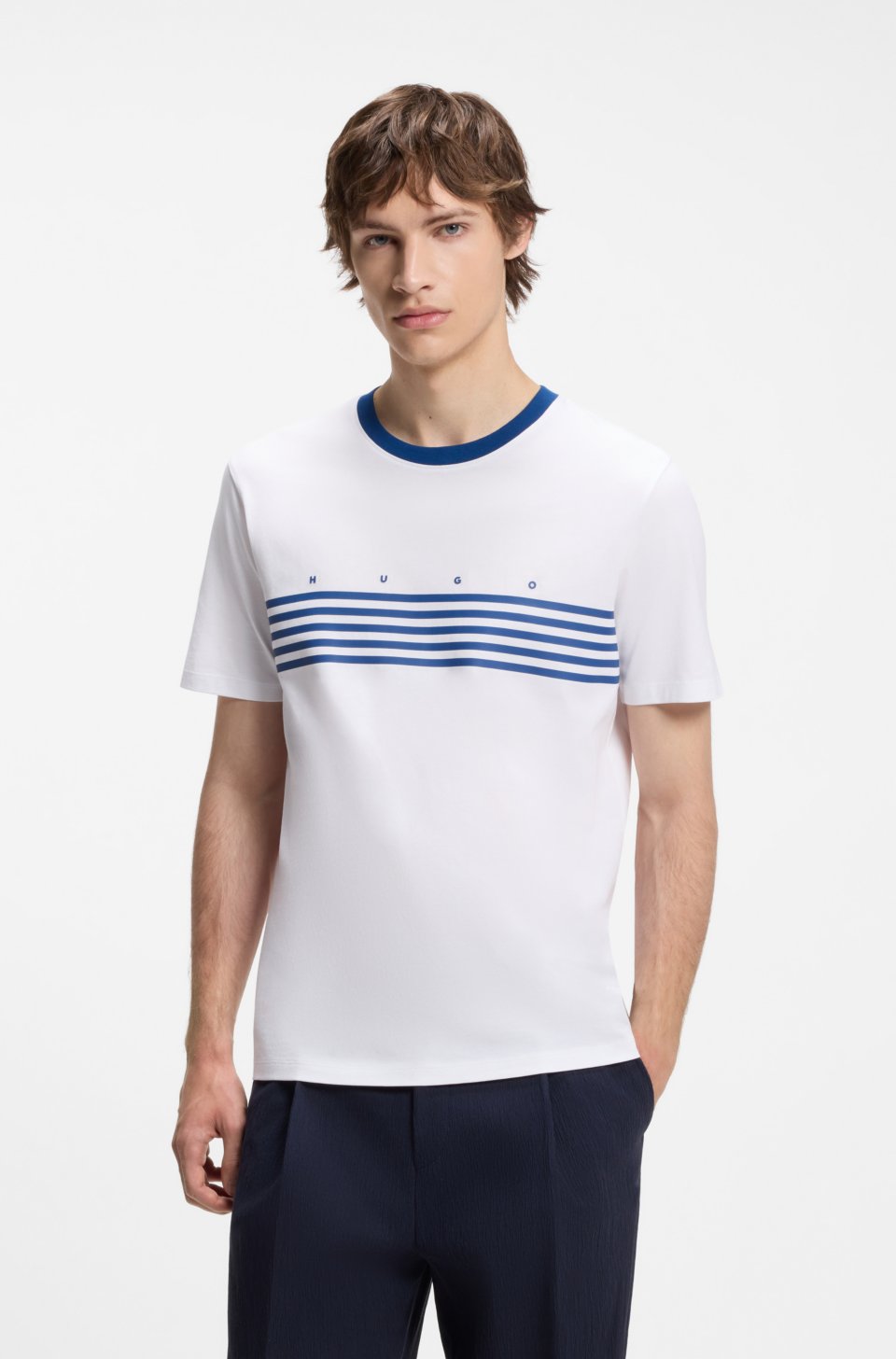 Cotton T-shirt with printed stripes