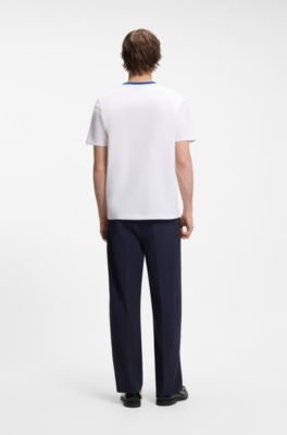 T-shirt in cotone con righe stampate, Bianco