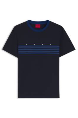 Cotton T-shirt with printed stripes 1