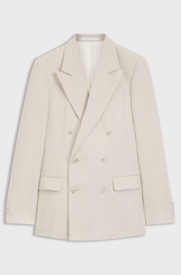 BOSS BY BECKHAM slim-fit colbert met microdessin, Lichtgrijs