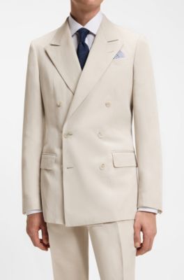 BOSS BY BECKHAM Slim-Fit Sakko mit Mikromuster, Hellgrau