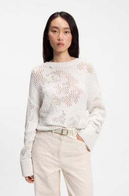 Textured Italian-leather belt with gold-tone pin buckle, White