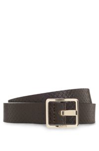 Textured Italian-leather belt with gold-tone pin buckle, Light Brown