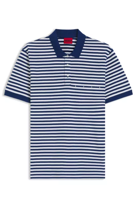Cotton-piqué polo shirt with horizontal stripe