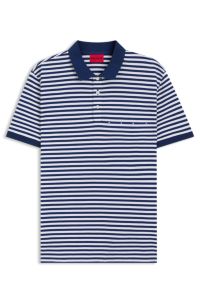 Cotton-piqu&eacute; polo shirt with horizontal stripe, White / Blue