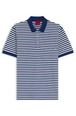 Cotton-piqué polo shirt with horizontal stripe 1