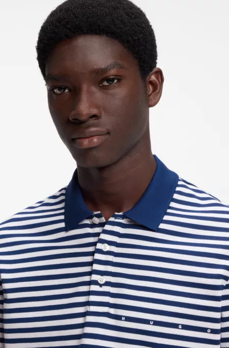 Cotton-piqué polo shirt with horizontal stripe