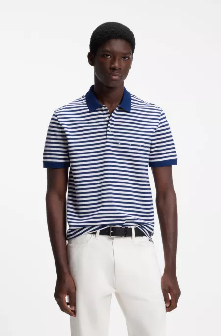 Cotton-piqué polo shirt with horizontal stripe