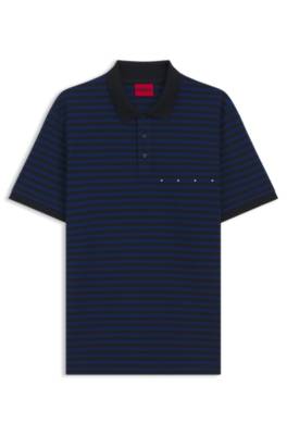 Cotton-piqué polo shirt with horizontal stripe 1