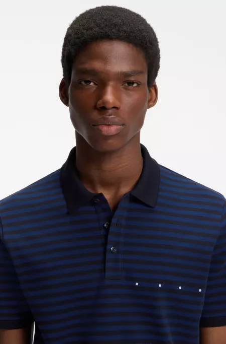 Cotton-piqué polo shirt with horizontal stripe