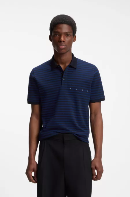 Cotton-piqué polo shirt with horizontal stripe