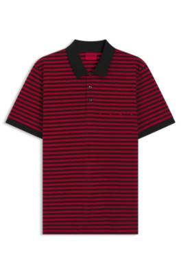 Cotton-piqué polo shirt with horizontal stripe 1