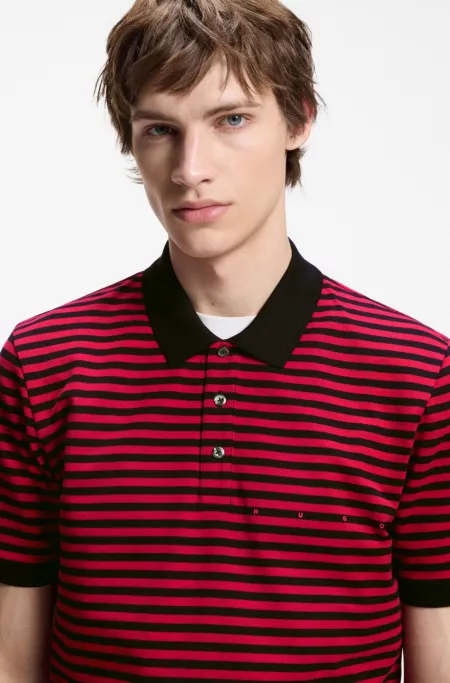 Cotton-piqué polo shirt with horizontal stripe